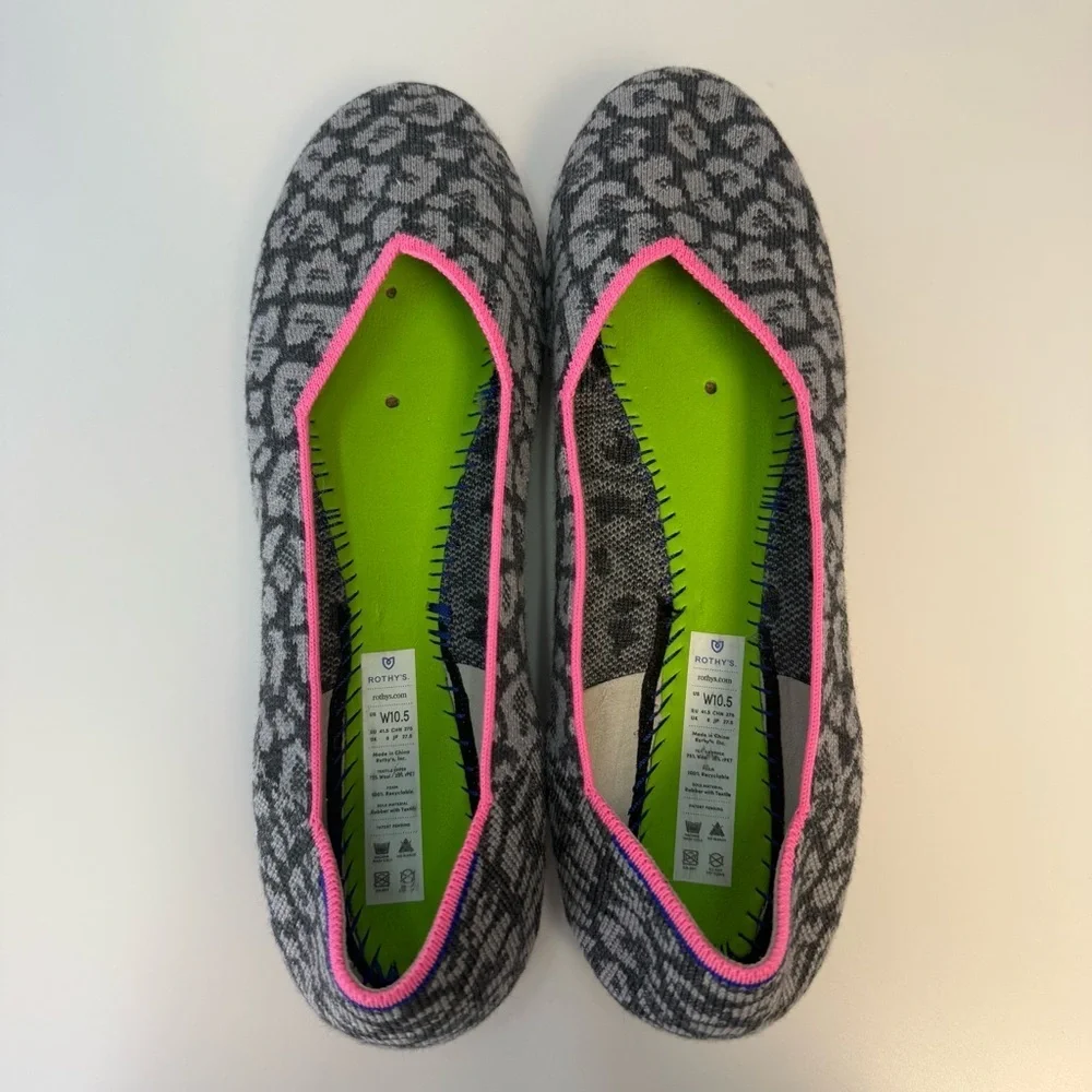 Rothy’s The Merino Wool Haze Spot Pink & Gray Slip On Flats Women’s Size 10.5